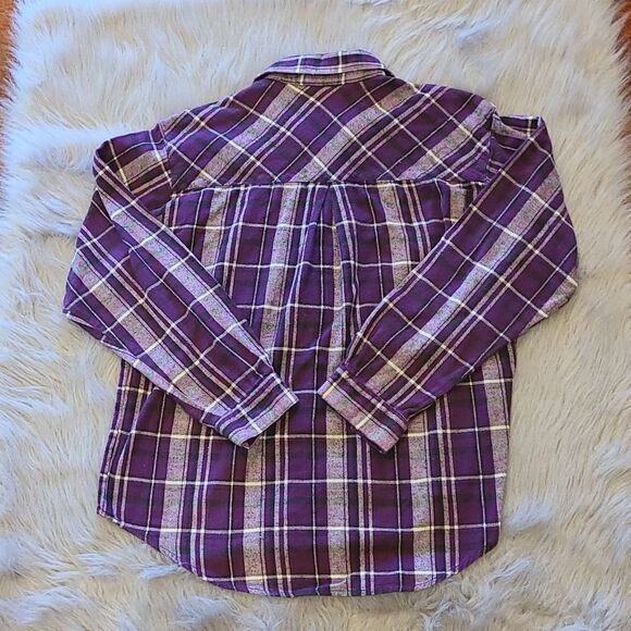 Cabin‎ creek womens purple, black and white plaid long sleeve button down shirt - Picture 3 of 3